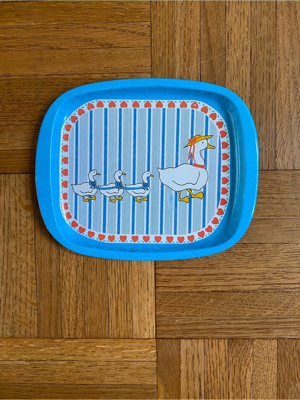 Vintage Mother Goose Snack Trinket Key Metal Tray
